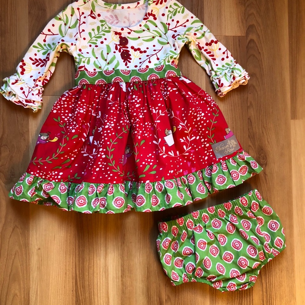 Eleanor Rose Dress with diaper cover 18m